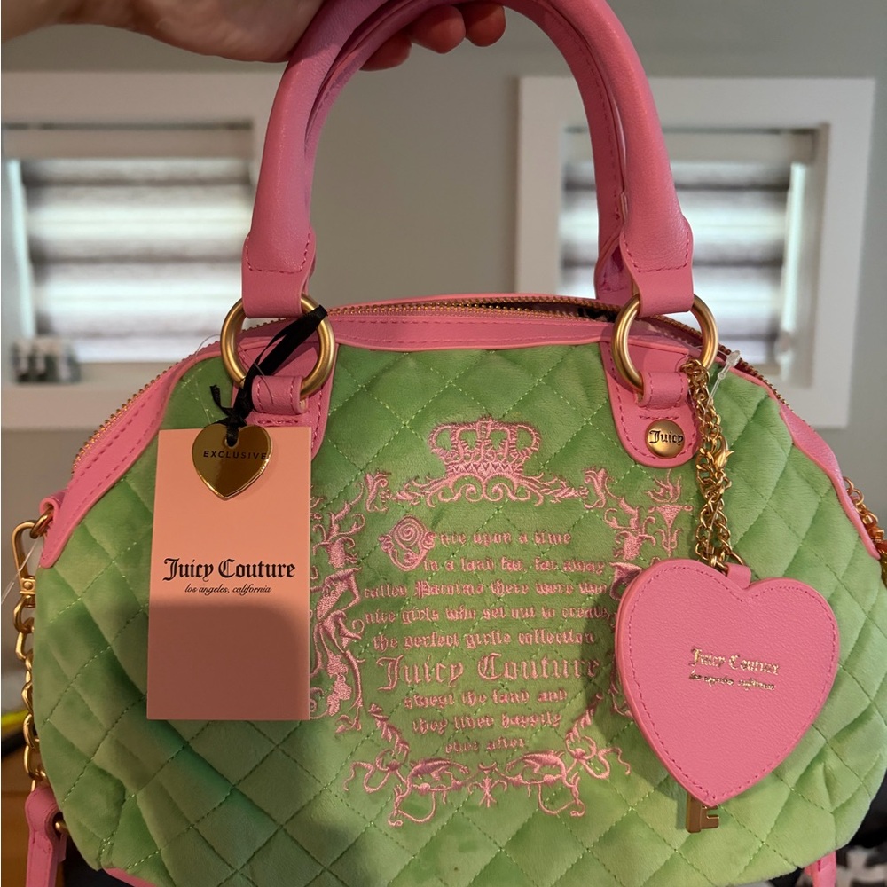 Juicy Couture Pink and Green Quilted Handbag - US release